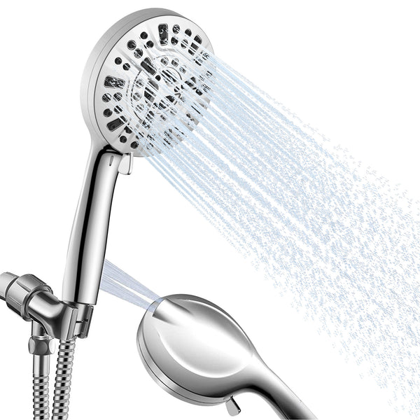 10 Setting Handheld Shower Head, High Pressure Shower Head with Filter, Silver